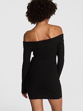 All-Day Soft Rib Off-The-Shoulder Mini Dress
