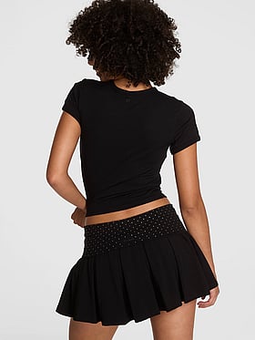 All-Day Cotton Foldover Pleated Skort