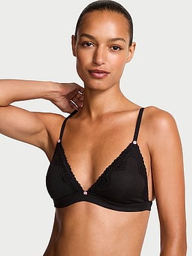 Cotton Shadow Stripe Unlined Triangle Bralette