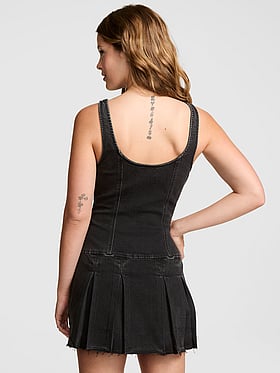 Denim by PINK Front-Zip Corset Dress