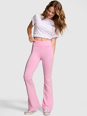 PINK x LoveShackFancy Cotton Foldover Flare Leggings