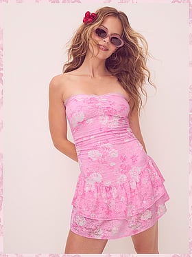 Buy Campus Terry Strapless Dress, Pink Lollipop - Order Dresses online -  PINK US