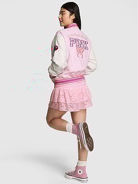 PINK x LoveShackFancy Reissued Boyfriend Varsity Jacket