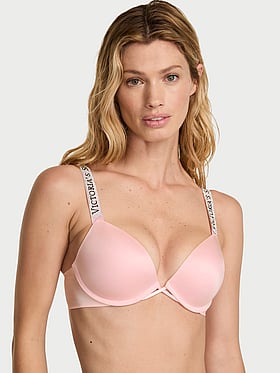 Buy Logo Shine Strap Push-Up Bra, Lipstick - Order Bras online