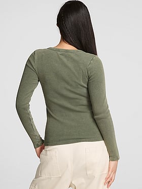 Vintage Ribbed Scoop Long-Sleeve Tee