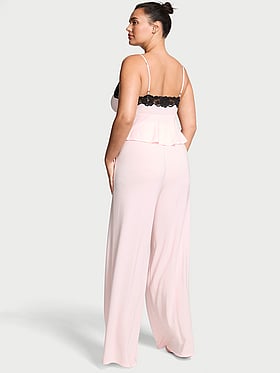 Modal Soft Lace-Trim Cami & Wide-Leg Pant Set