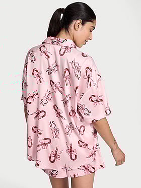 Glazed Satin Oversized Short Pajama Set