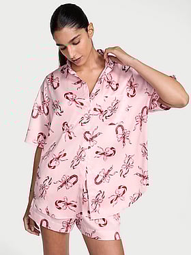 Glazed Satin Oversized Short Pajama Set