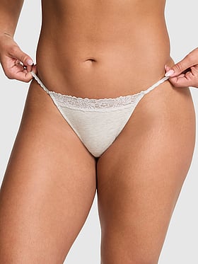 Cotton Lace-Trim String Bikini Panty