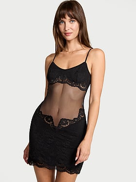 Sheer & Lace Slip Dress