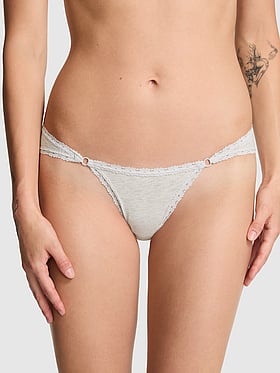 Cotton Lace-Trim Low-Rise Cheeky Panty