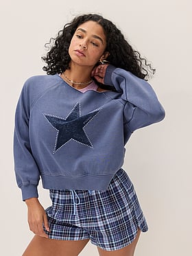 Ivy Fleece Off-The-Shoulder Sweatshirt