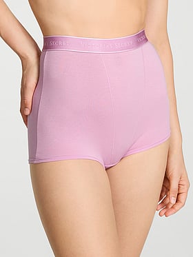 Logo Cotton High-Waist Boyshort Panty