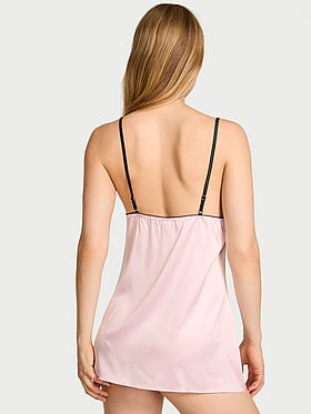 Satin Lace-Trim Mini Slip