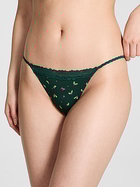 Cotton Lace-Trim String Bikini Panty
