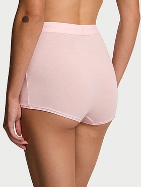 Logo Cotton High-Waist Boyshort Panty
