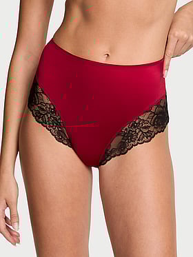 Smooth Lace-Trim High-Waist Brief Panty