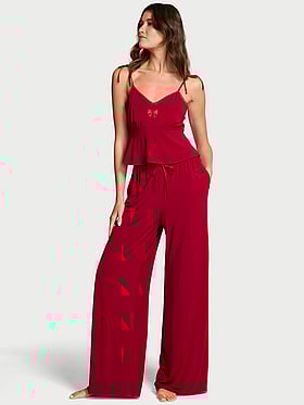 Modal Soft Bow Cami & Wide-Leg Pant Set