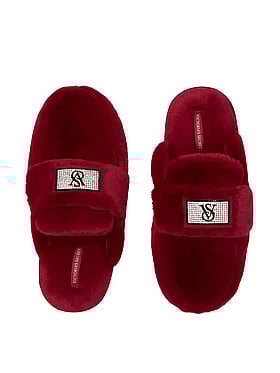 Luxe Plush Shine Patch Slide Slippers
