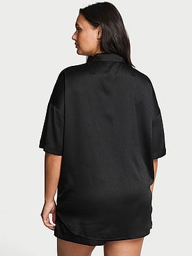 Glazed Satin Oversized Short Pajama Set