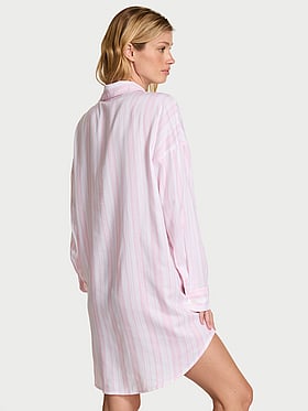Modal-Cotton Button-Front Sleepshirt
