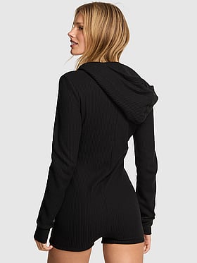 Waffle Knit Long-Sleeve Short Onesie