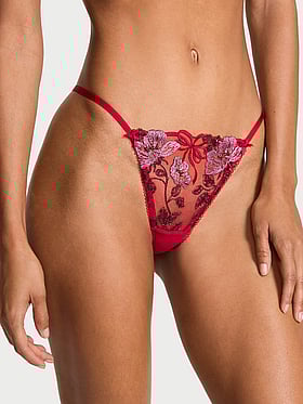 Beautiful Bows Embroidery V-String Panty
