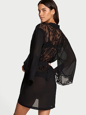 Chiffon & Lace Short Robe