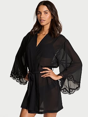 Chiffon & Lace Short Robe