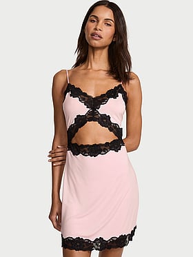 Modal Soft Lace-Trim Mini Slip Dress
