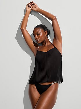 Beachwear Shine Rope Pleated Chiffon Top