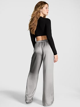 Satin Pull-On Trouser Pants