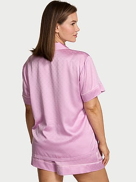 Glazed Satin Heart Short Pajama Set