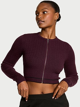 Buy Luxe Cable-Knit Cardigan, Heather Grey - Order Sweaters online