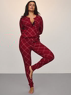 Soft Thermal Henley Long Pajama Set