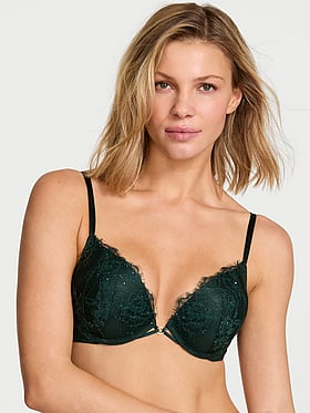 Bombshell Add-2-Cups Rose Lace Shimmer Push-Up Bra