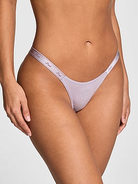 Logo Cotton High-Leg Micro Thong Panty