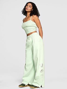 Campus Fleece Wide-Leg Split-Hem Sweatpants