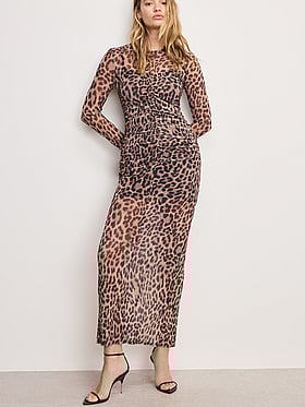 Mesh Ruched Maxi Dress