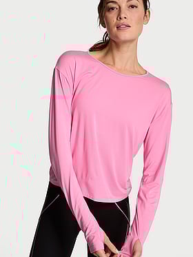 VSX Drapey Knit Long-Sleeve Open-Back Tee