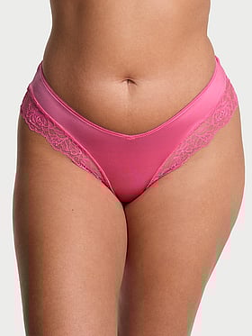 Rose Lace-Trim High-Leg Cheeky Panty