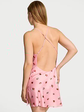 Satin Open-Back Slip Dress