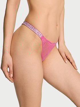 Shine Strap Lace Thong Panty