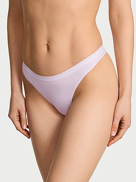 Stretch Cotton High-Leg Scoop Thong Panty