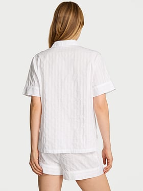 Heritage Cotton Shadow Stripe Short Pajama Set