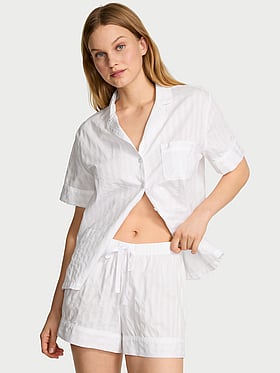 Heritage Cotton Shadow Stripe Short Pajama Set