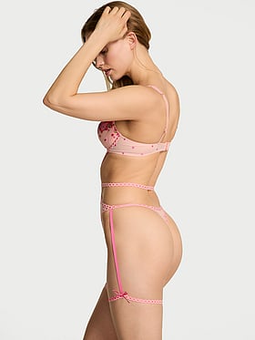 Wicked Unlined Hearts & Roses Embroidery Garter Teddy