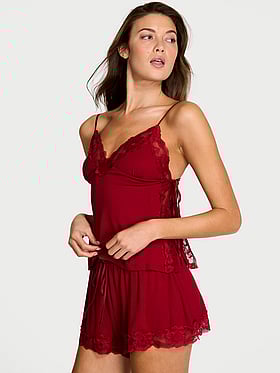 SoSoft™ Modal Ribbed Lace-Trim Cami & Shorts Set