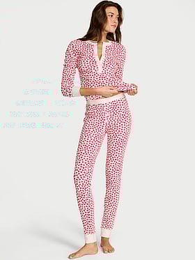 Soft Thermal Henley Long Pajama Set