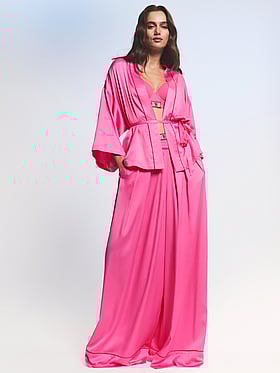 Glazed Satin Short Wrap Robe